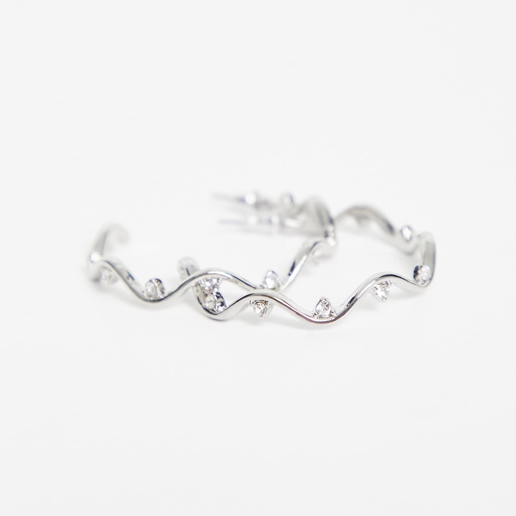 Reclaimed Vintage Warped Hoop Earrings In Silver